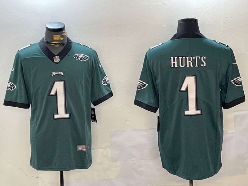 Men Philadelphia Eagles #1 Hurts Green Second generation 2024 Nike Limited NFL Jersey style 2